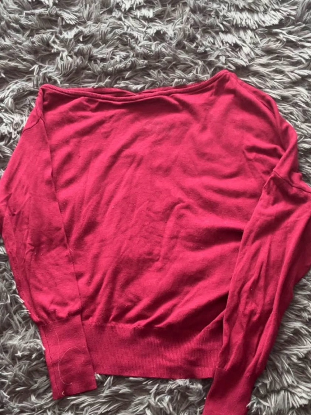 Garage Off-the-Shoulder Sweater in Berry Red